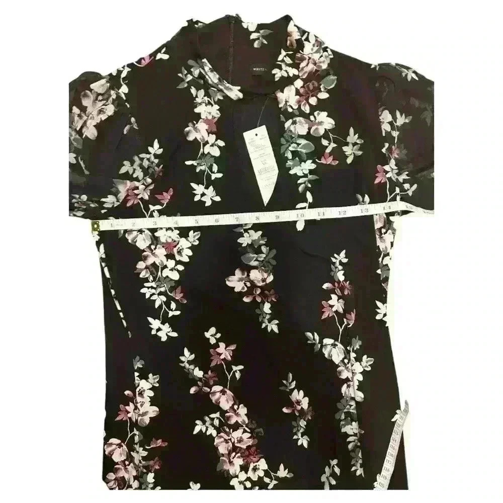 White House Black Market Chiffon Sleeve Floral Print Chemise Dress Size XS NWT - Picture 9 of 12
